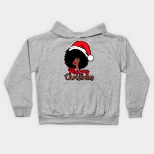 Black Woman Santa, Black Mrs Santa Claus, African American Santa, Merry Christmas Kids Hoodie